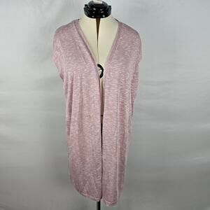 Lane Bryant Cardigan Women's 14/16 Pink Sleeveless Long Length Open